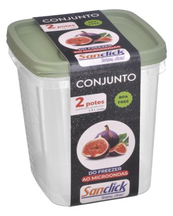 Conjunto c/ 2 Potes Quadrados Graduados 1,9 l