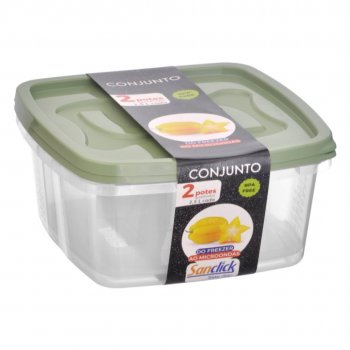 Conjunto c/ 2 Potes Quadrados Graduados 2,5 l