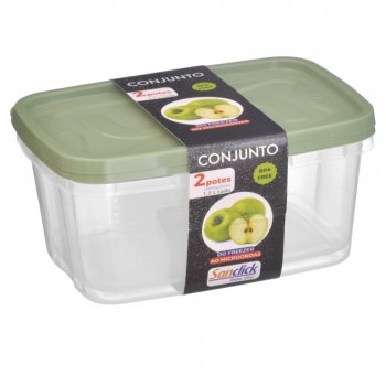 Conjunto c/ 2 Potes Retangulares Graduados 1,5 l