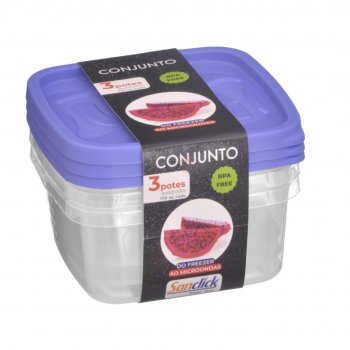 Conjunto c/ 3 Potes Quadrados Graduados 700 ml