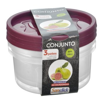 Conjunto c/ 3 Potes Redondos Graduados 700 ml