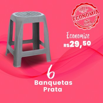 Kit Banqueta Adulta Prata - 6 peças