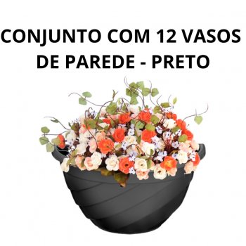 Kit Vaso de parede 3,4l Preto - com 12 unidades